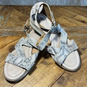 Söfft Snakeskin Print Leather Ankle Strap‎ Platform Wedge Sandals Size 9M
